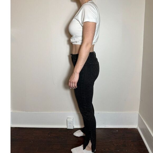 y2k Vintage Cache Black Studded Jeans with Zipper Ankles Size 5 - Picture 4 of 14